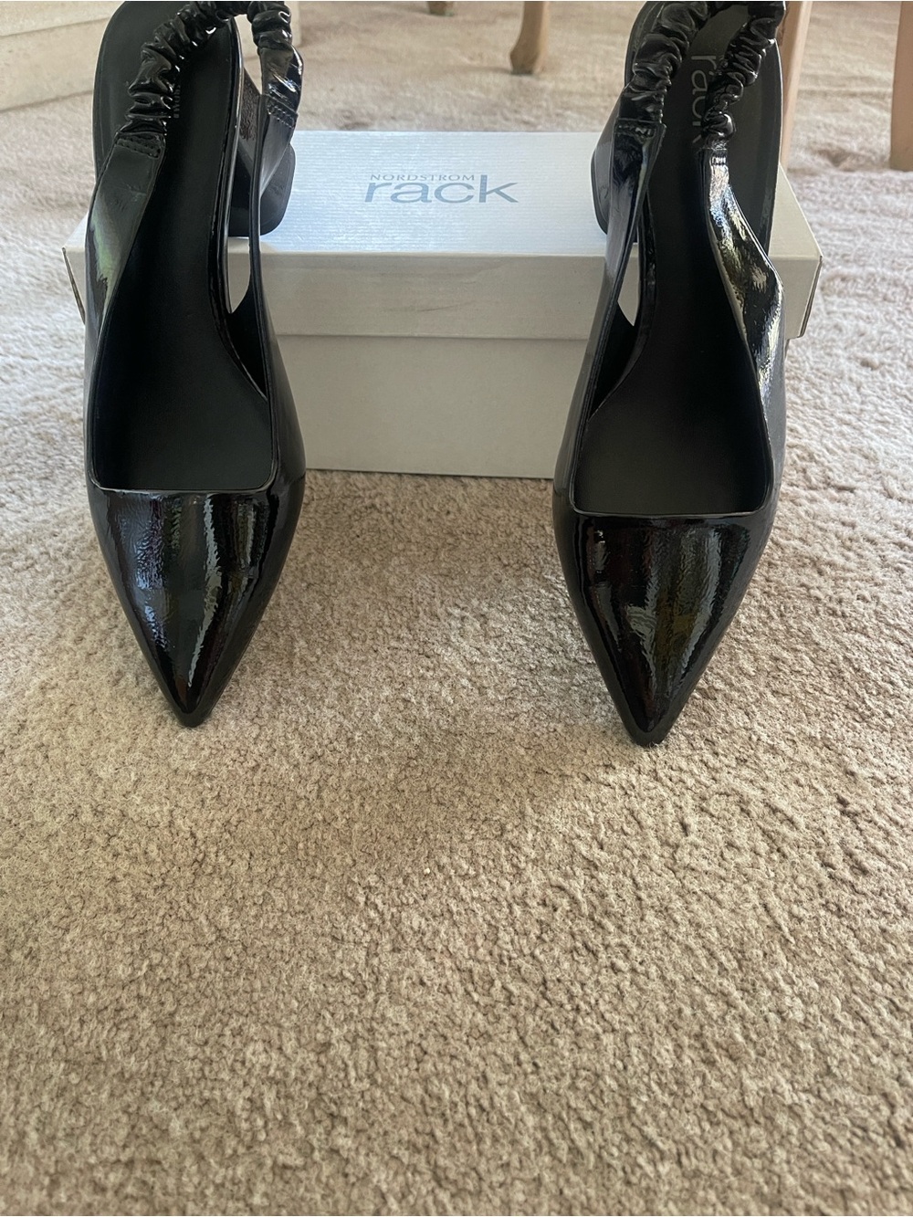 Nordstrom Black Patent Pointed Slingback Pumps